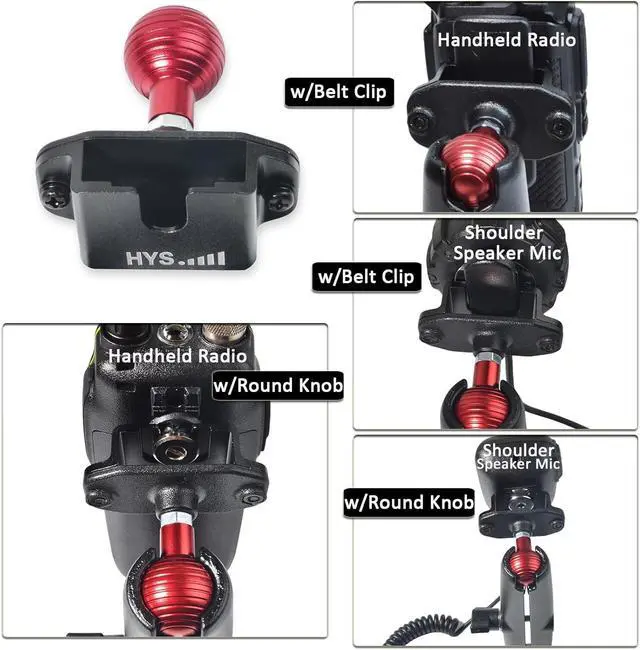 Alt view image 4 of 7 - HYS Handheld Radio/Mic Hanger with Belt Clip/Round Knob Holder with 1" (25mm) Ball Head Adapter Compatible with RAM mounts B Size Double Socket Arm & Bike Motorcycle Ham Radio Mount