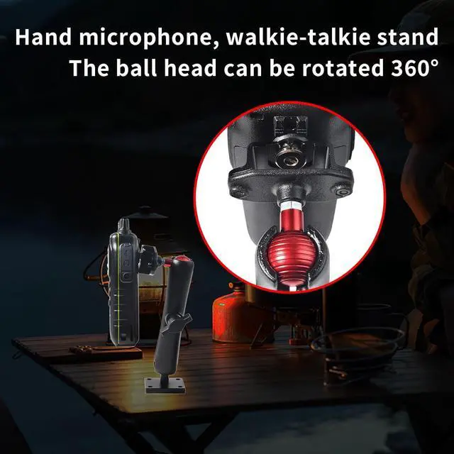 Alt view image 5 of 7 - HYS Handheld Radio/Mic Hanger with Belt Clip/Round Knob Holder with 1" (25mm) Ball Head Adapter Compatible with RAM mounts B Size Double Socket Arm & Bike Motorcycle Ham Radio Mount