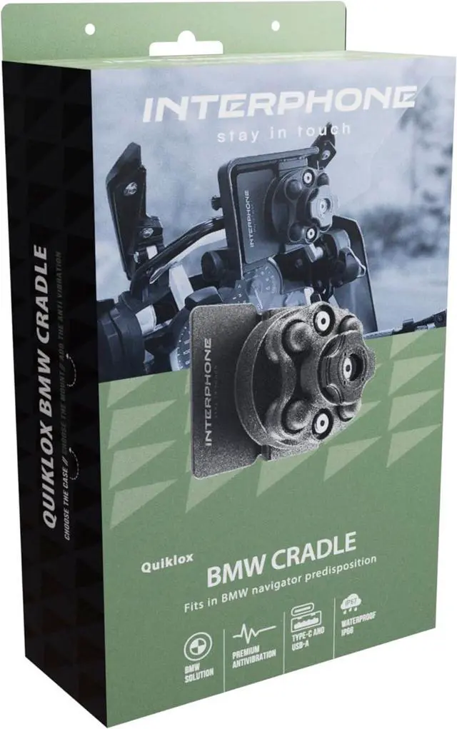 Alt view image 6 of 7 - Interphone - QUIKLOX Support Compatible with BMW Navigator Mount - Integrated Anti-Vibration, 2 USB Sockets (A and C) - Waterproof IP66 - Compatible with QUIKLOX Cases - Modular System
