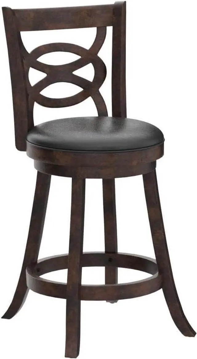 Alt view image 5 of 7 - ERGOMASTER Swivel Bar-Stools Set of 2 Brown Counter Height Barstool 24 Inch Seat Bar Chair