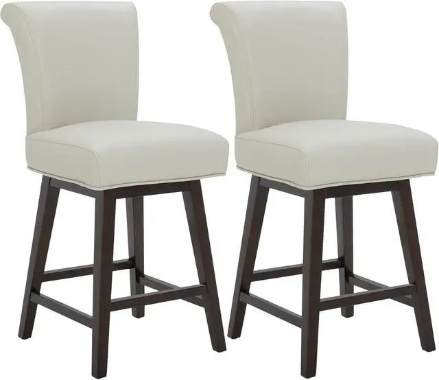 Main image of CHITA 26 Inch Counter Height Swivel Bar Stools Set of 2, FSC Certified Modern Upholstered Faux Leather Swivel Barstool Chair with Back, Creamy Grey