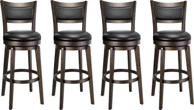 Main image of PrimeZone Swivel Bar Stools Set of 4, 30 Inch Bar Height Barstools, Black Faux Leather Bar Stool with High Backrest & Solid Wood Legs & Wrap-Around Footrest, Counter Stools for Kitchen Island, Pub