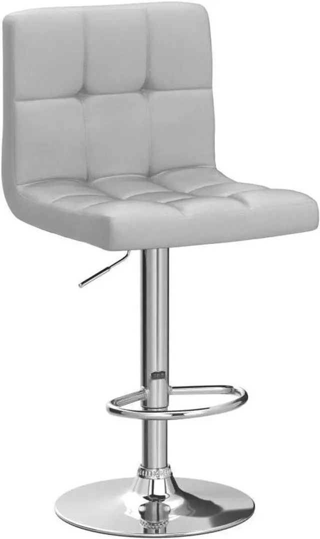 Alt view image 4 of 7 - Yaheetech Bar Stools Set of 2, PU Leather Adjustable Barstools, Modern Counter Stools with Back and Footrest, Counter Height Barstools for Bar, Kitchen, Dining Room, Light Gray