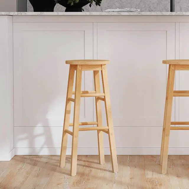 Alt view image 2 of 7 - Linon Natural Barstool with Round Seat, 24-Inch