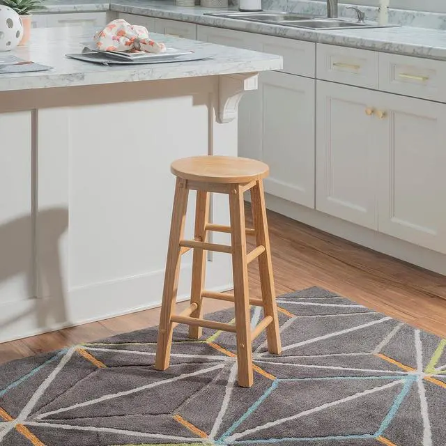 Alt view image 5 of 7 - Linon Natural Barstool with Round Seat, 24-Inch