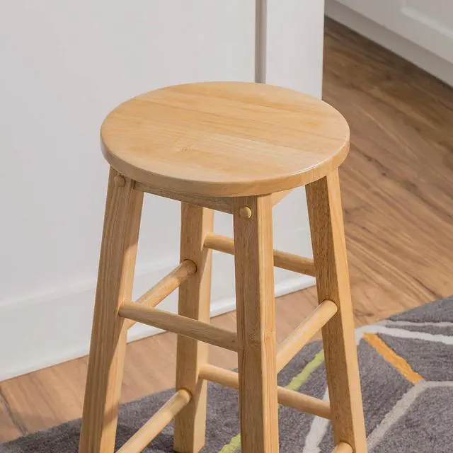 Alt view image 6 of 7 - Linon Natural Barstool with Round Seat, 24-Inch