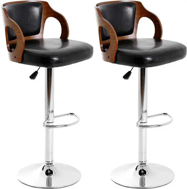 Main image of BestOffice Modern Bar Stool Set of 2 Beech Barstools Height Adjustable Counter Stools Bar Chairs Swivel Bar Stool PU Leather Hydraulic Dining Room Chairs Home Kitchen Dining Room Stools