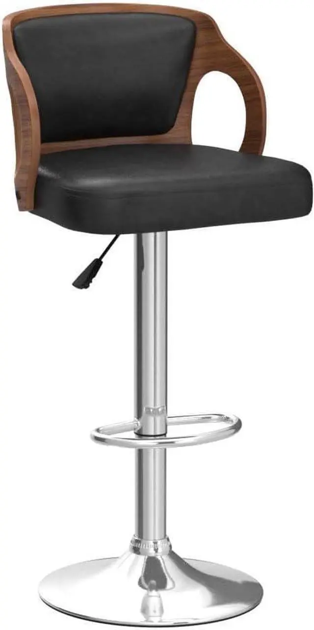 Alt view image 5 of 7 - BestOffice Modern Bar Stool Set of 2 Beech Barstools Height Adjustable Counter Stools Bar Chairs Swivel Bar Stool PU Leather Hydraulic Dining Room Chairs Home Kitchen Dining Room Stools