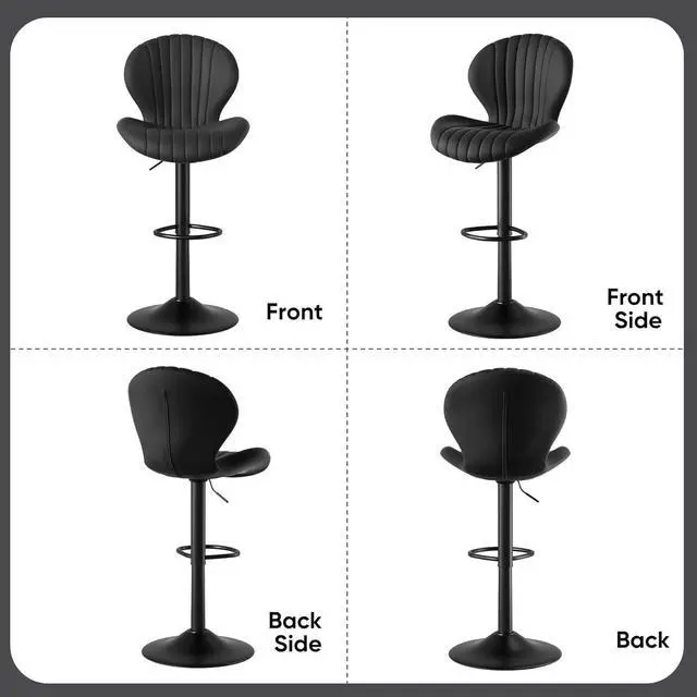 Alt view image 6 of 7 - Bar Stools Set of 3 Modern Swivel Bar Chairs, Barstools Counter Height with High Backrest, Easy 3-5 Minute Assembly for Bar, Kitchen, Dining Room Black