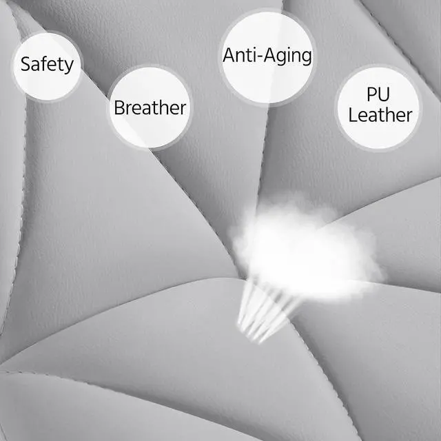 Alt view image 5 of 7 - Yaheetech Bar Stools Set of 2, PU Leather Swivel Adjustable Barstools with Shell Back, Bar Chairs with Foma Padded for Home, Kitchen, Light Grey