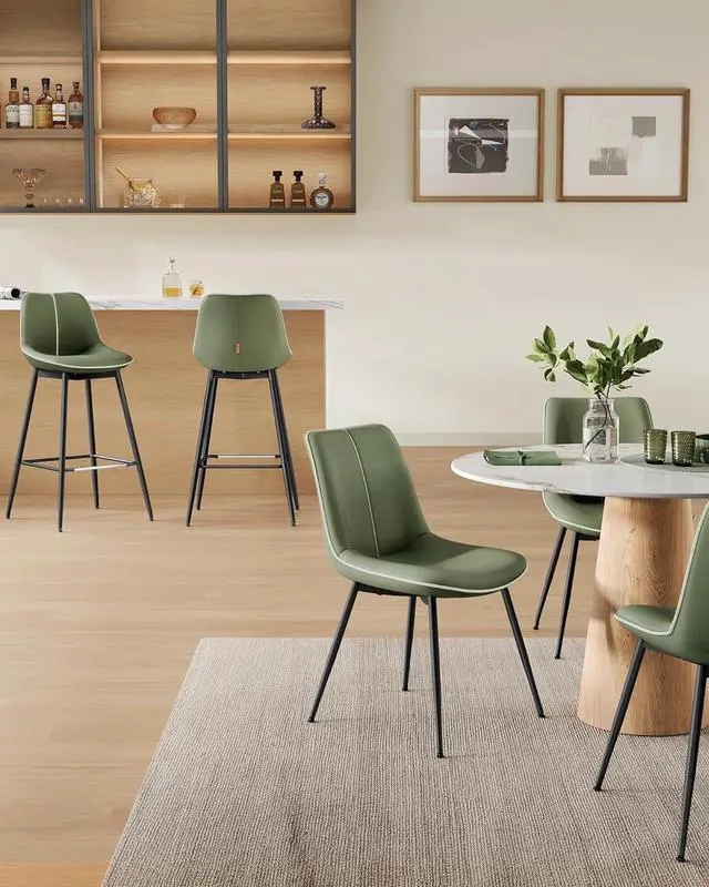 Alt view image 7 of 7 - VASAGLE Bar Stools Set of 2, Bar Height Bar Stools with Back, Ergonomic Backrest, Synthetic Leather, Metal Legs, 28.7-Inch Tall Stools for Kitchen Island Home Bar, Forest Green ULBC888C01