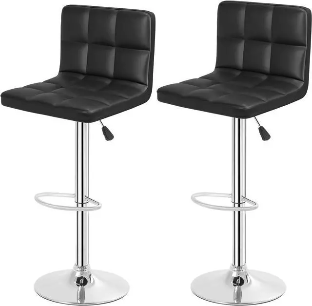 Main image of BestOffice Bar Stools Set of 2, Adjustable PU Leather Swivel Barstools, Modern Counter Stools with Back and Footrest, Counter Height Barstools for Bar, Kitchen and Dining Room