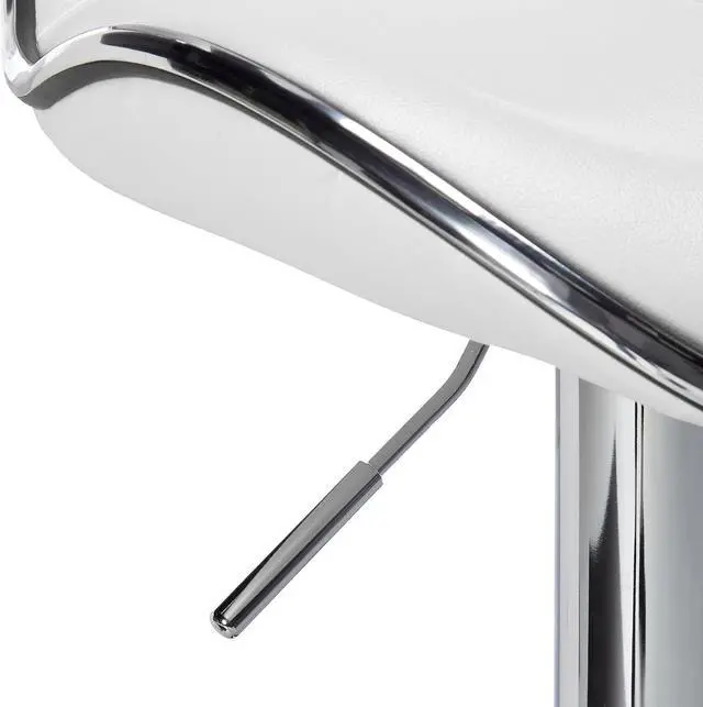 Alt view image 7 of 7 - Roundhill Furniture Masaccio Cushioned Leatherette Upholstery Airlift Adjustable Swivel Barstool with Chrome Base, Set of 2, White