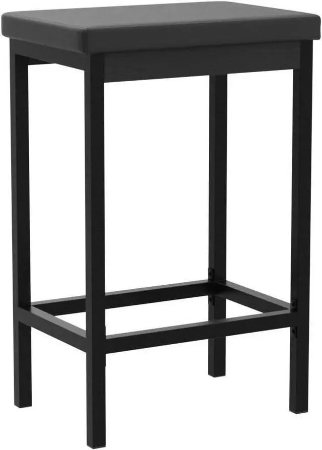 Alt view image 5 of 7 - HOOBRO Bar Stools, Set of 2 Bar Chairs, 24.8-Inch Height Stools, Breakfast Bar Stools, Kitchen Stools, 2" Thick Upholstery, for Kitchen, Dining Room, Cafe, Bar Counter, Black BB21BY01