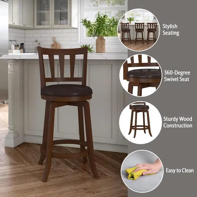 Alt view image 4 of 7 - Hillsdale Presque Isle Swivel Stool, Counter Height, Cherry