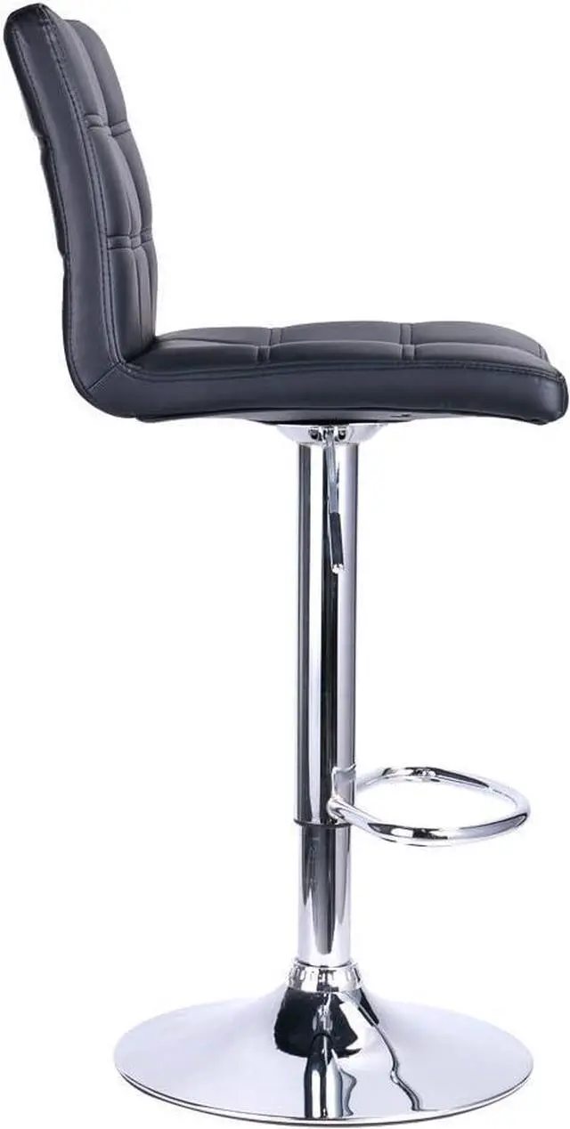 Alt view image 3 of 6 - Leopard Modern Square PU Leather Adjustable Bar Stools with Back, Square Back Bar Stools Set of 2, Bar Height Swivel Barstools for Kitchen Counter (Black)