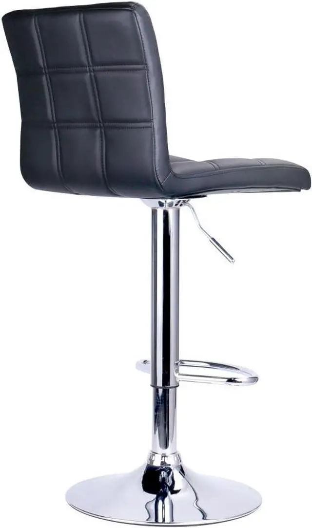 Alt view image 4 of 6 - Leopard Modern Square PU Leather Adjustable Bar Stools with Back, Square Back Bar Stools Set of 2, Bar Height Swivel Barstools for Kitchen Counter (Black)