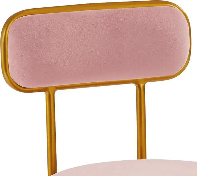 Alt view image 5 of 7 - Yaheetech Velvet Bar Stools 26'' Counter Height Bar Stools Velvet Stools for Kitchen Counter with Backrest and Footrest Modern Gold Barstools Upholstered Bar Height Stools, Pink, Set of 2