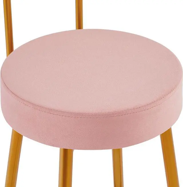 Alt view image 6 of 7 - Yaheetech Velvet Bar Stools 26'' Counter Height Bar Stools Velvet Stools for Kitchen Counter with Backrest and Footrest Modern Gold Barstools Upholstered Bar Height Stools, Pink, Set of 2