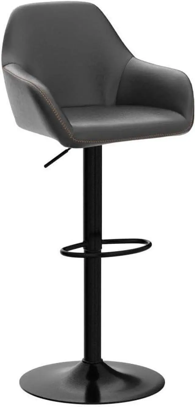 Alt view image 4 of 7 - Yaheetech Bar Stools Set of 4, PU Leather Swivel Counter Height Barstools, Adjustable Bar Chairs with Backrest and Footrest, Kitchen Island Stool for Home Kitchen, Black