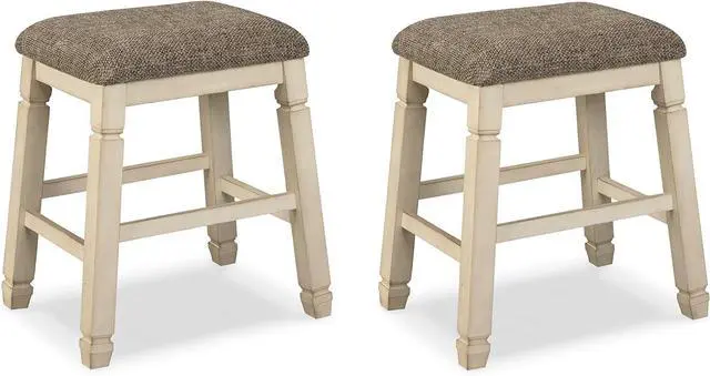 Main image of Signature Design by Ashley Bolanburg Farmhouse 24" Counter Height Upholstered Barstool, 2 Count, Whitewash