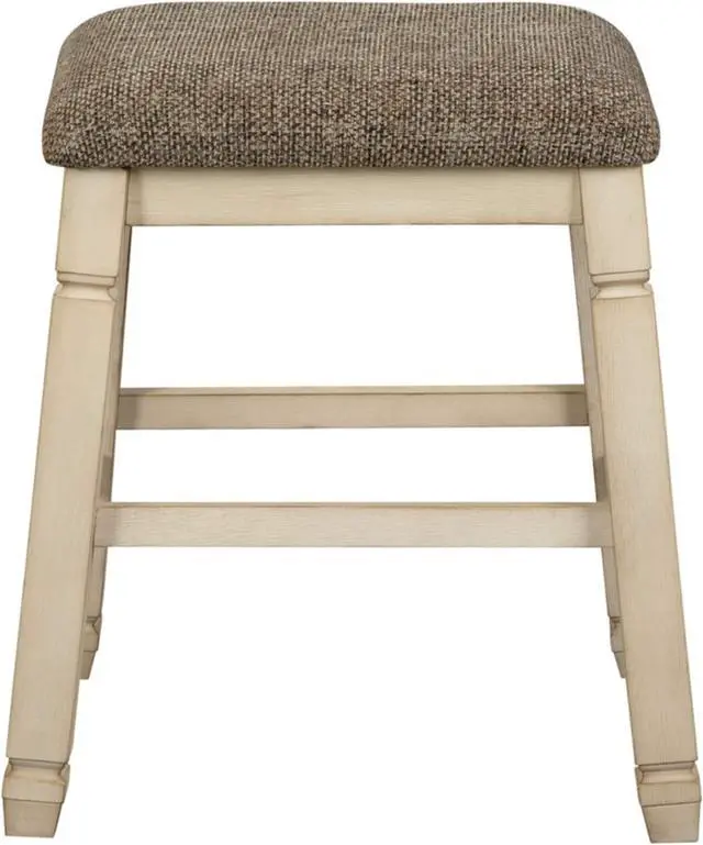 Alt view image 4 of 7 - Signature Design by Ashley Bolanburg Farmhouse 24" Counter Height Upholstered Barstool, 2 Count, Whitewash