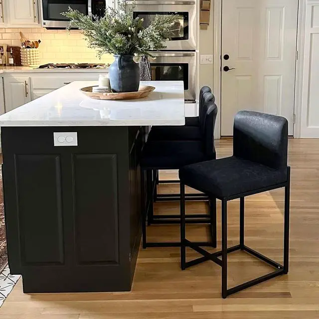 Alt view image 4 of 7 - PHI VILLA Bar Stools Set of 4 - Counter Height Bar Stool Faux Leather Barstools 24 inch Bar Stools, Bar Stools with Back