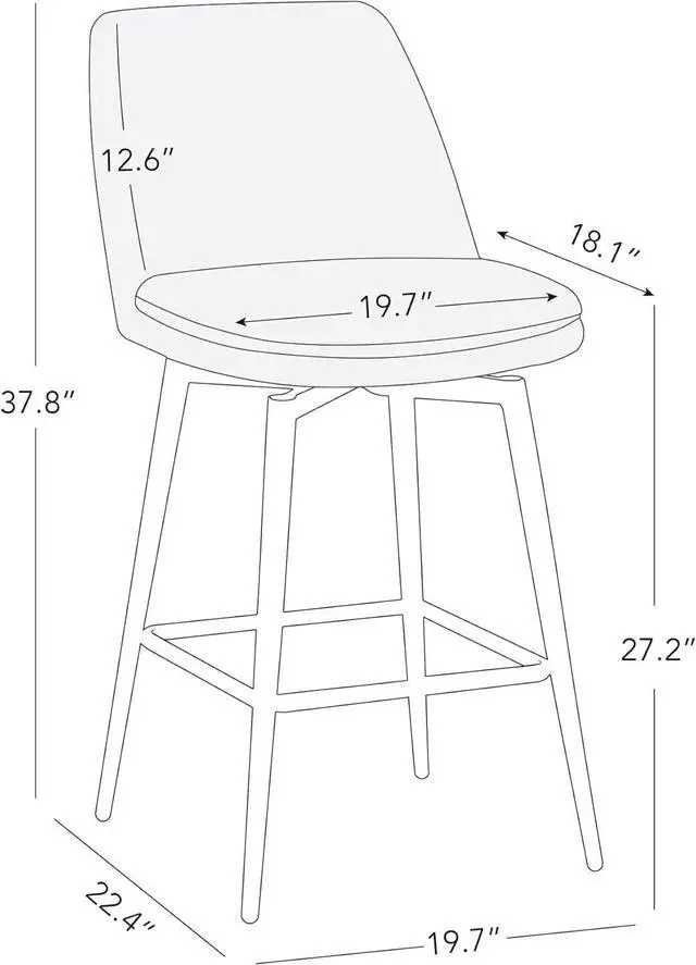 Alt view image 3 of 7 - CHITA Swivel Bar Stools, 27.2" Counter Height Bar Stools Set of 3, FSC Certified Upholstered Modern Counter Stools, Metal Legs, Faux Leather, Saddle Brown