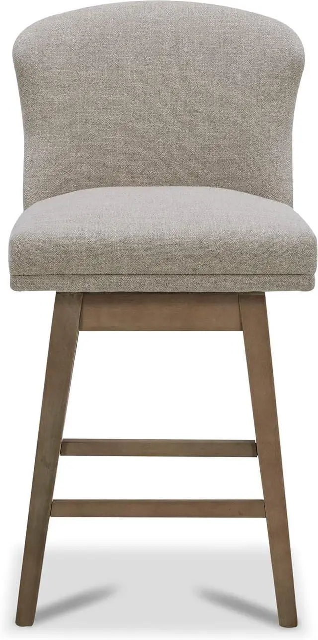 Alt view image 4 of 6 - CHITA Counter Height Swivel Barstools, FSC Certified Upholstered Performance Fabric Bar Stools Set of 2, 26" Seat Height, Tan