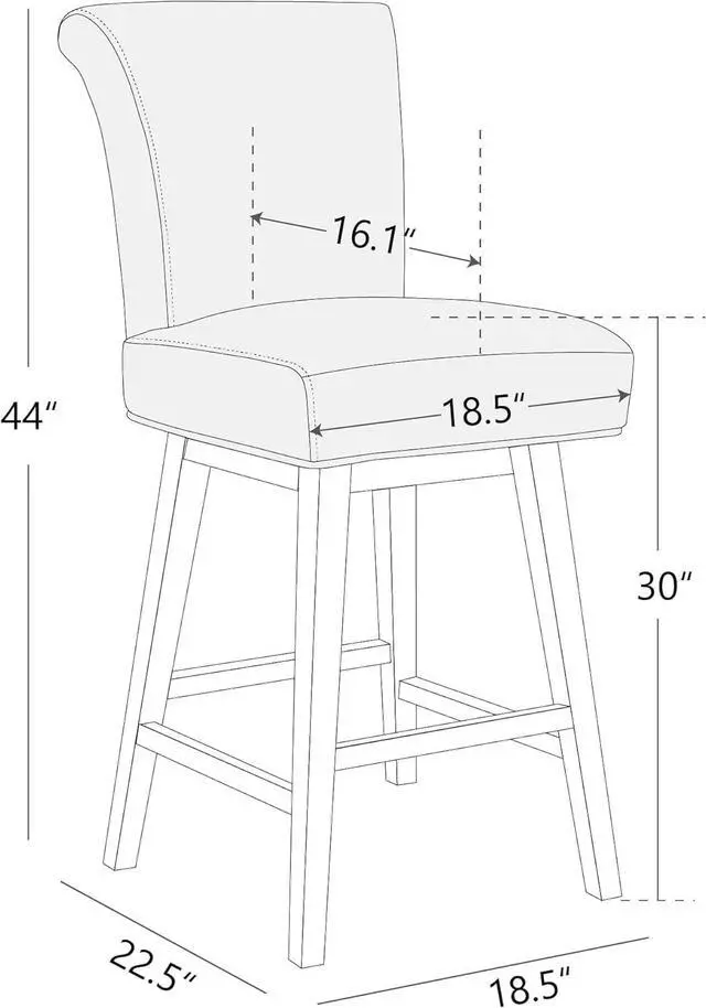 Alt view image 3 of 7 - CHITA 30 Inch Counter Height Swivel Bar Stools Set of 2, FSC Certified Modern Upholstered Faux Leather Swivel Barstool Chairs with Back, Black