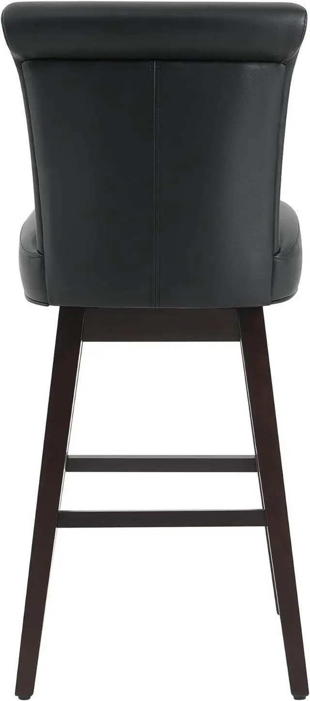Alt view image 6 of 7 - CHITA 30 Inch Counter Height Swivel Bar Stools Set of 2, FSC Certified Modern Upholstered Faux Leather Swivel Barstool Chairs with Back, Black