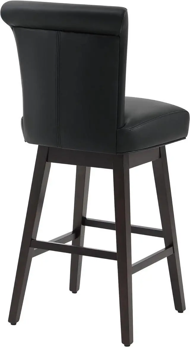 Alt view image 7 of 7 - CHITA 30 Inch Counter Height Swivel Bar Stools Set of 2, FSC Certified Modern Upholstered Faux Leather Swivel Barstool Chairs with Back, Black