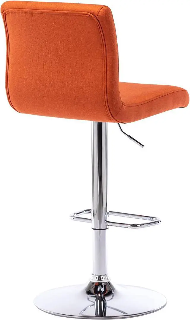 Alt view image 7 of 7 - Brage Living Tufted Fabric Bar Stool, Adjustable Swivel Counter Height Barstool with Back, Upholstered Armless Airlift Bar Chair for Kitchen Dining Cafe, 1 pc (Orange)