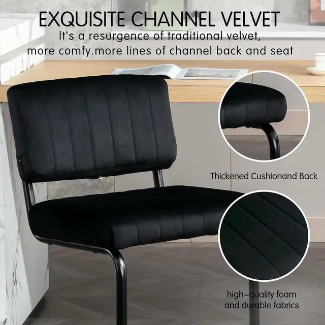 Alt view image 3 of 6 - Okeysen Bar Stools Set of 3,Counter Height Bar Chairs,24 inch Tall Bar Stool with Back,Barstools Bar Height Set of 3,Kitchen Counter Stools Modern Velvet Barstools for Island Dining Party