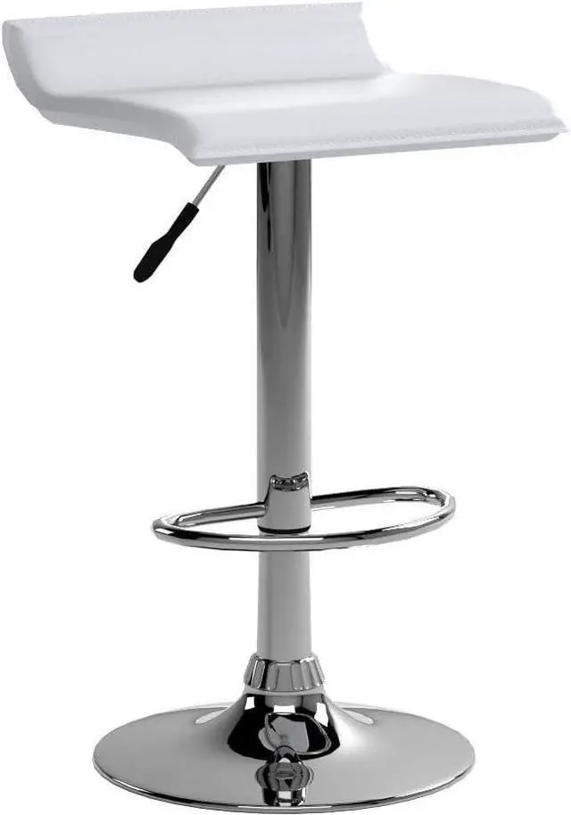Alt view image 5 of 7 - COSTWAY Bar Stools Set of 2, Modern Swivel Contemporary barstools with Adjustable Height, Footrests, Chrome Hydraulic PU Leather Backless Bar Chairs for Kitchen Island Cafe Pub, White