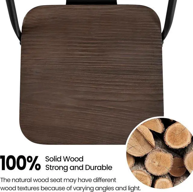 Alt view image 6 of 7 - Yaheetech 30" Metal Barstools Set of 4 Bar Height Bar Stools with Wooden Top Low Back Industrial Bar Stools Metal Stool for Indoor-Outdoor Counter Stools with Wooden Seat Matte Black