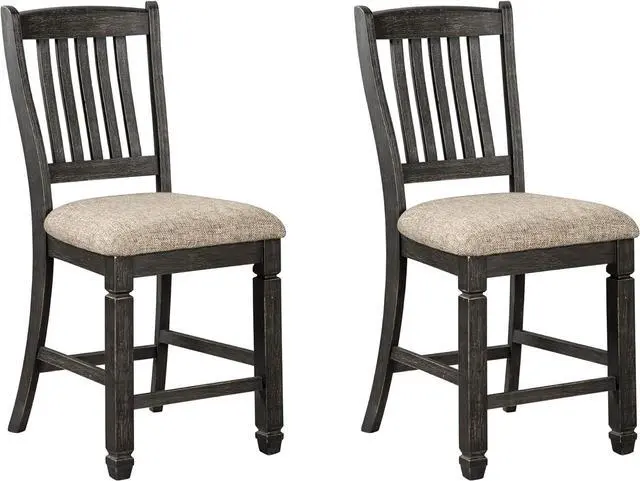 Main image of Signature Design by Ashley Tyler Creek Farmhouse 24.38" Counter Height Upholstered Barstool, Set of 2, Almost Black