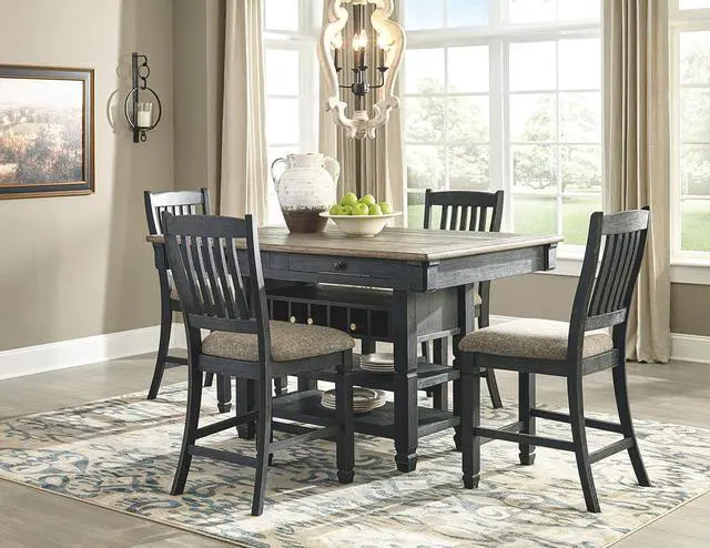 Alt view image 4 of 7 - Signature Design by Ashley Tyler Creek Farmhouse 24.38" Counter Height Upholstered Barstool, Set of 2, Almost Black