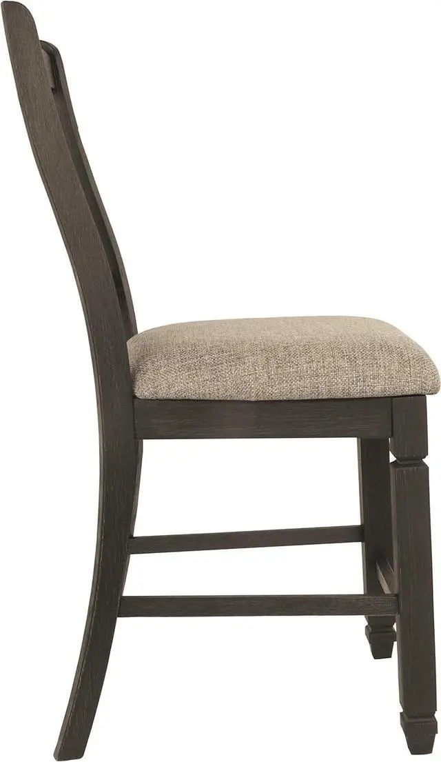 Alt view image 7 of 7 - Signature Design by Ashley Tyler Creek Farmhouse 24.38" Counter Height Upholstered Barstool, Set of 2, Almost Black