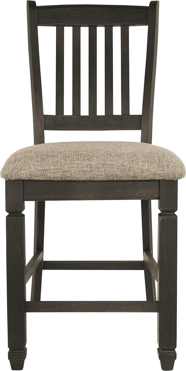 Alt view image 5 of 7 - Signature Design by Ashley Tyler Creek Farmhouse 24.38" Counter Height Upholstered Barstool, Set of 2, Almost Black