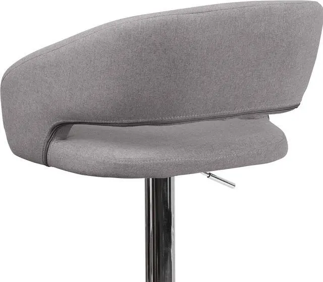 Alt view image 6 of 7 - Flash Furniture Erik Contemporary Adjustable Height Barstool with Footrest and Rounded Mid-Back, Upholstered Bar or Counter Height Stool, Gray/Chrome