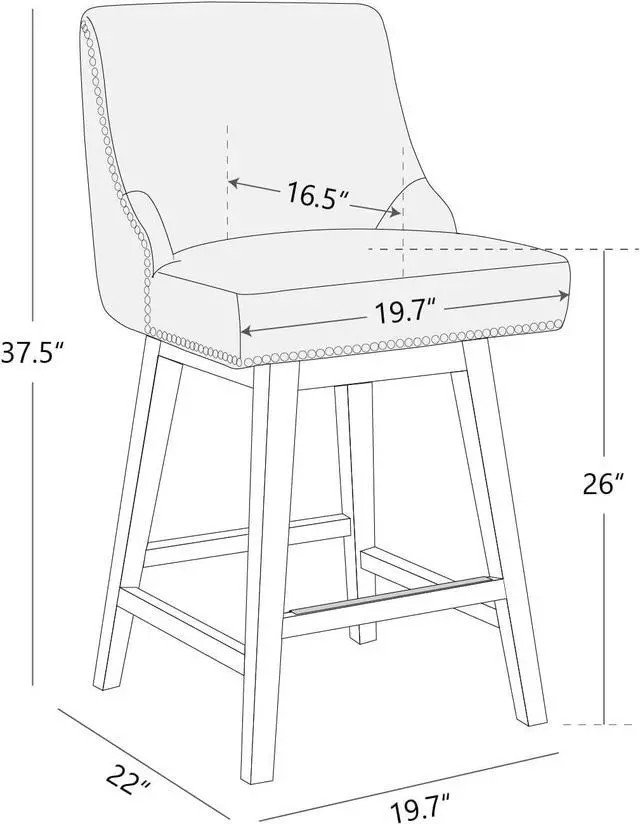Alt view image 3 of 7 - CHITA Counter Height Swivel Barstools, FSC Certified 26" H Seat Height Upholstered Bar Stools Set of 2, Faux Leather in Creamy Grey