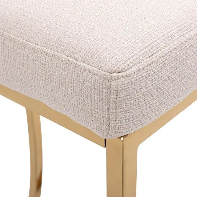 Alt view image 7 of 7 - VESCASA Linen Bar Height Barstools with Back, Mid Century Modern Upholstered 30 Inches H Bar Stool Chairs with Gold Metal Frame for Kitchen Island, Bar, Pub, Set of 2, Cream