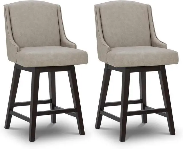 Main image of CHITA Counter Height Swivel Barstools, FSC Certified Upholstered Faux Leather Bar Stools Set of 2, 26" Seat Height, Stone Grey