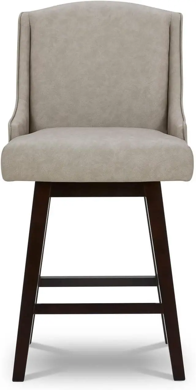 Alt view image 4 of 7 - CHITA Counter Height Swivel Barstools, FSC Certified Upholstered Faux Leather Bar Stools Set of 2, 26" Seat Height, Stone Grey