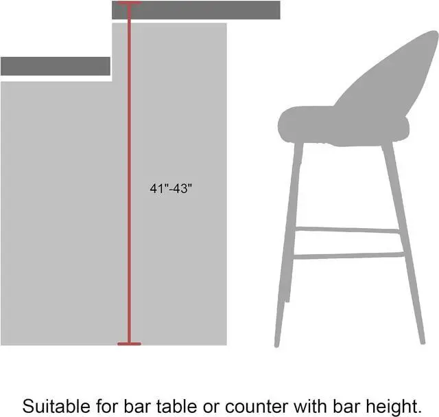 Alt view image 2 of 7 - Glitzhome Barstools Set of 2, 29 Inch Seat Height Modern Mid Century Bar Stools with Back Footrest, Upholstered Two-Tone Color Leatherette Fabric Bar Height Bar Chairs for Kitchen Pub, Pale Gray