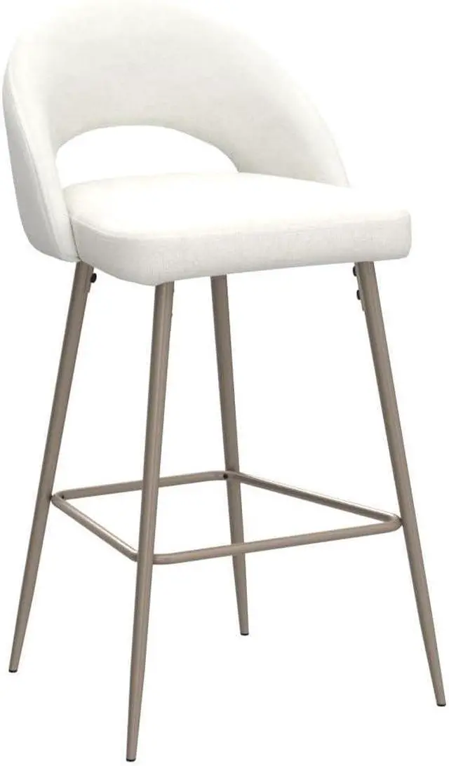 Alt view image 5 of 7 - Glitzhome Barstools Set of 2, 29 Inch Seat Height Modern Mid Century Bar Stools with Back Footrest, Upholstered Two-Tone Color Leatherette Fabric Bar Height Bar Chairs for Kitchen Pub, Pale Gray