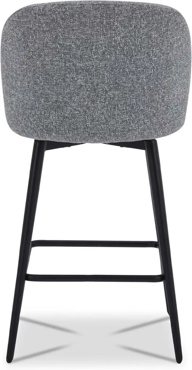 Alt view image 7 of 7 - Watson & Whitely Counter Height Bar Stools Set of 3, 360° Swivel Upholstered Barstools with Backs and Metal Legs, 26" H Seat Height, Fabric in Grey (Multi-Colored)