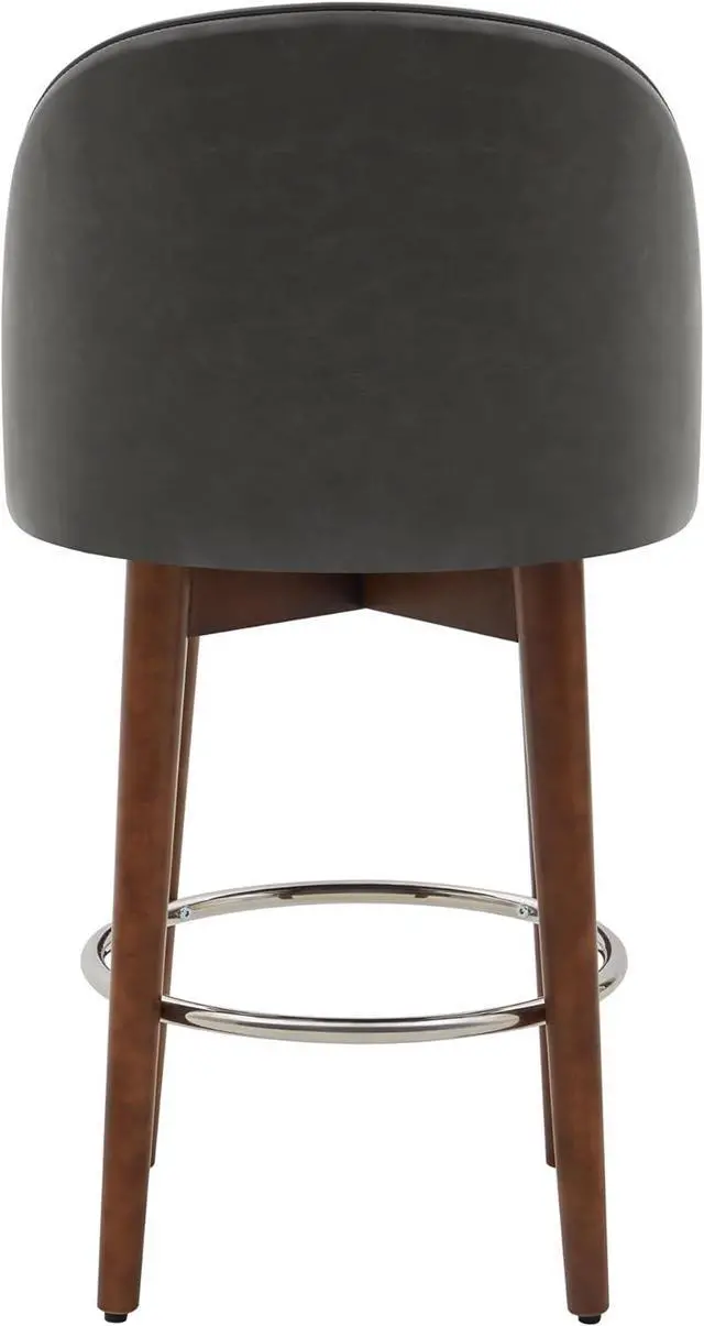 Alt view image 7 of 7 - CHITA Counter Height Bar Stools Set of 2,Swivel Barstools for Kitchen Island,26.4" H Seat Height,Faux Leather,Retro Grey