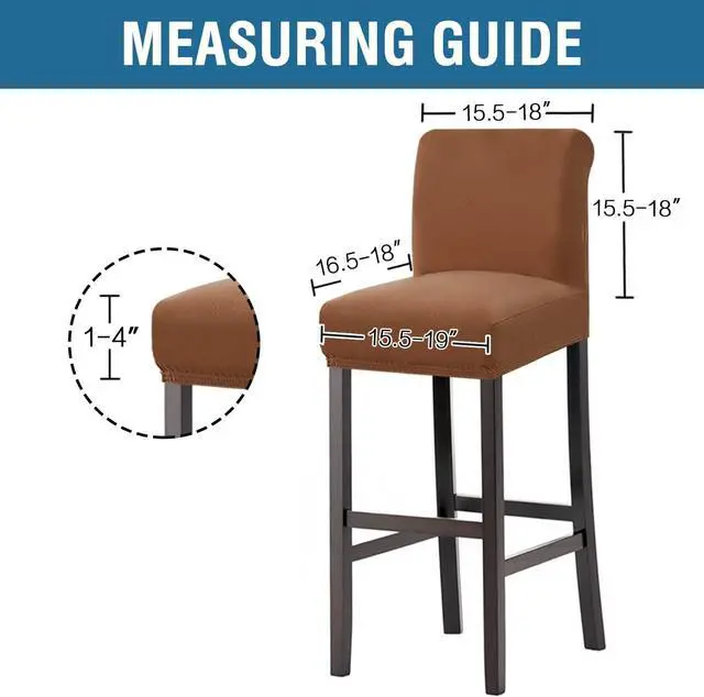 Alt view image 2 of 7 - H.VERSAILTEX 100% Waterproof Bar Stool Cover Stretch Counter Stool Pub Chair Slipcover for Dining Room Removable Soft Thick Solid Fleece Fabric Bar Stool Slipcovers Set of 4, Camel